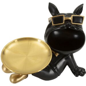Mauro Ferretti Декоративная фигурка собаки Дружок с подносом 27x17x18,5 см черное золото