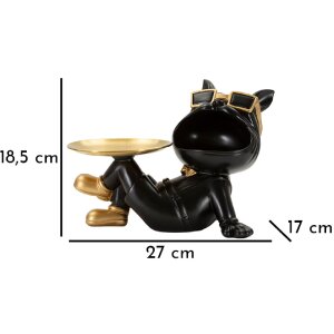 Mauro Ferretti Декоративная фигурка собаки Дружок с подносом 27x17x18,5 см черное золото