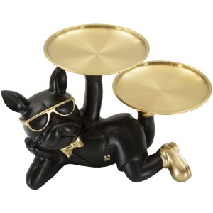 Mauro Ferretti Декоративная фигурка собаки Ровер с подносом 23,5x13x18,5 см черное золото