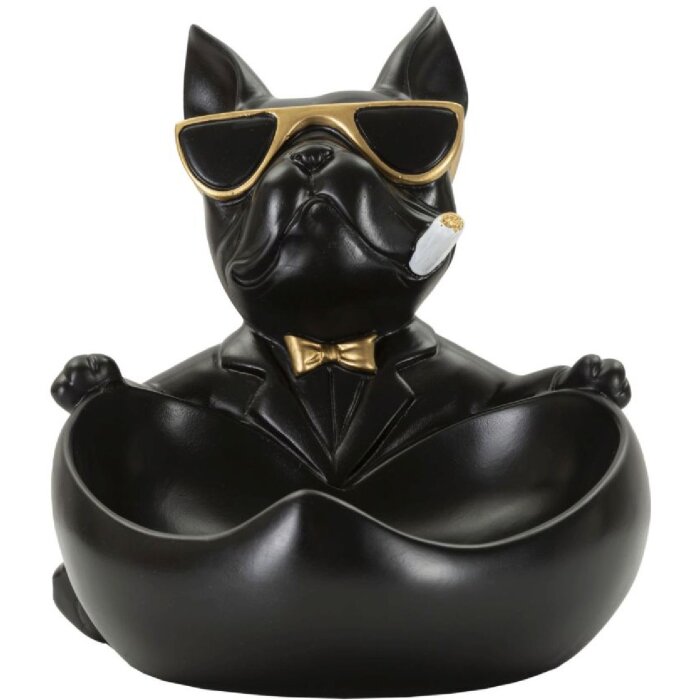 Mauro Ferretti Dekofigur Hund Ball mit Schale 18,5x20,5x20 cm schwarz gold