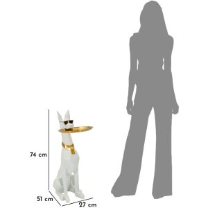 Mauro Ferretti декоративная скульптура собака Ори с подносом 27x51x74 см белое золото