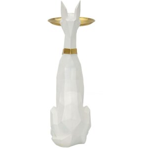 Mauro Ferretti декоративная скульптура собака Ори с подносом 27x51x74 см белое золото