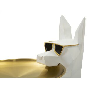 Mauro Ferretti декоративная скульптура собака Ори с подносом 27x51x74 см белое золото