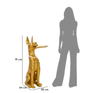 Mauro Ferretti Dekoskulptur Hund Pit mit Tablett 30x64x91 cm gold