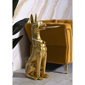 Mauro Ferretti Dekoskulptur Hund Pit mit Tablett 30x64x91 cm gold