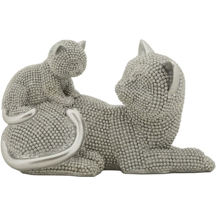 Mauro Ferretti Dekofigur Katze Sparky mit Jungtier 19x9x13 cm silber