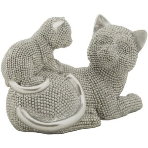 Mauro Ferretti Dekofigur Katze Sparky mit Jungtier 19x9x13 cm silber