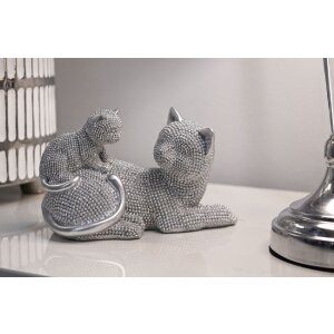 Mauro Ferretti Dekofigur Katze Sparky mit Jungtier 19x9x13 cm silber