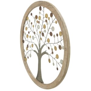 Mauro Ferretti Wandpanel Baum des Lebens Ø61x1,8 cm gold natur