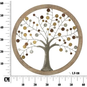 Mauro Ferretti Wandpanel Baum des Lebens Ø61x1,8 cm gold natur