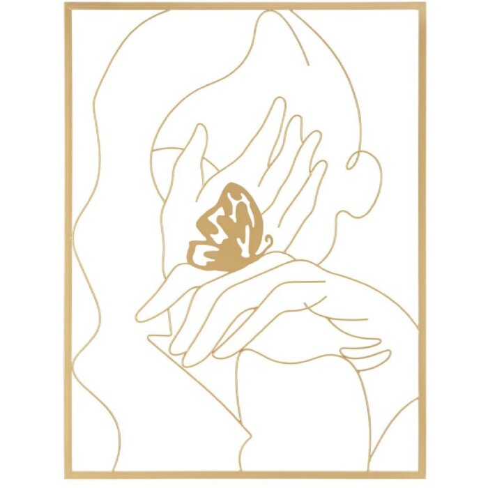 Mauro Ferretti Wandpaneel Hände auf dem Gesicht 60x1x80 cm goldfarben