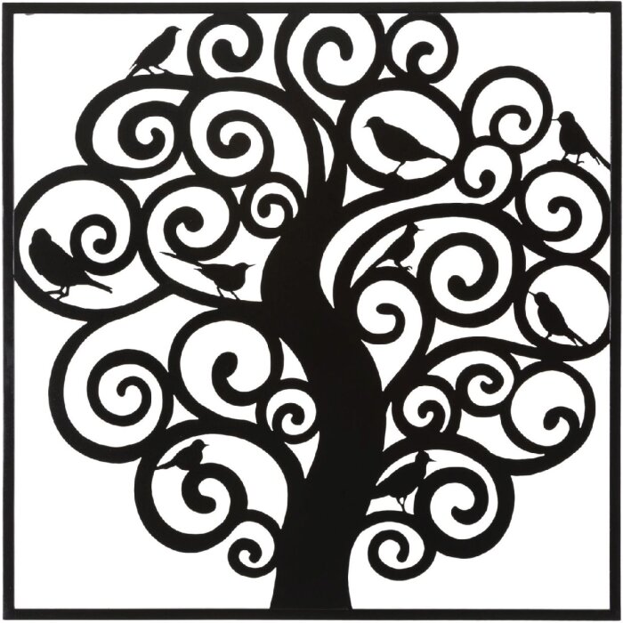 Mauro Ferretti Wandpaneel Baum 70x1x70 cm schwarz