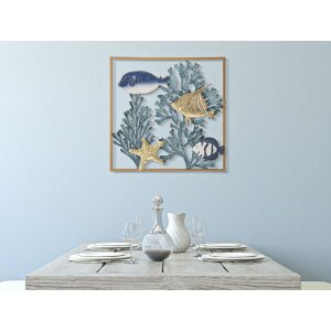 Mauro Ferretti Wandpaneel Fisch 50,2x3,8x50,2 cm blau gold