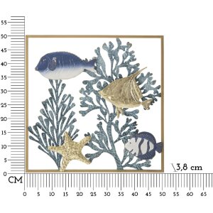 Mauro Ferretti Wandpaneel Fisch 50,2x3,8x50,2 cm blau gold
