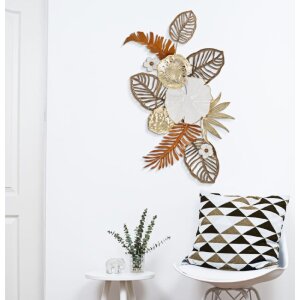 Mauro Ferretti Wandpaneel Blumenstrauß 50,8x7x87 cm gold weiß