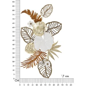 Mauro Ferretti Wandpaneel Blumenstrauß 50,8x7x87 cm gold weiß