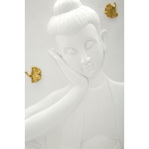 Mauro Ferretti Wandpaneel Buddha 46x5,7x55,5 weiß gold