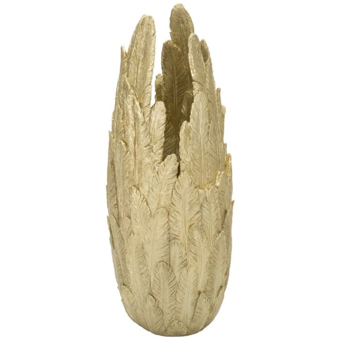 Mauro Ferretti Vase Federn 32x34x80 cm goldfarben