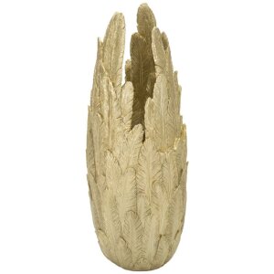 Mauro Ferretti Vase Federn 32x34x80 cm goldfarben