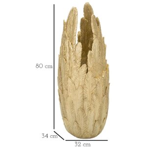 Mauro Ferretti Vase Federn 32x34x80 cm goldfarben