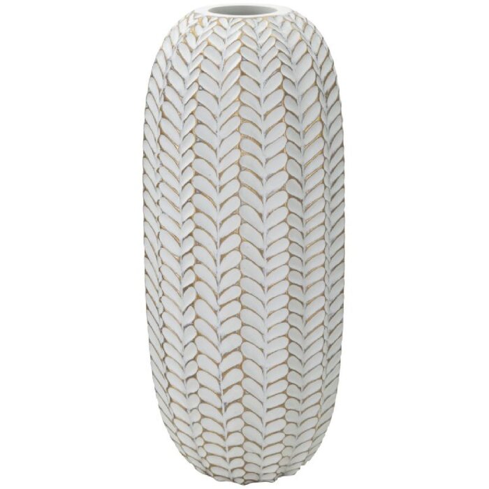 Ваза Mauro Ferretti Лист Ø 18,5x46 см белое золото