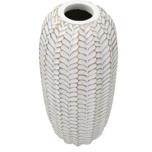 Ваза Mauro Ferretti Лист Ø 18,5x46 см белое золото