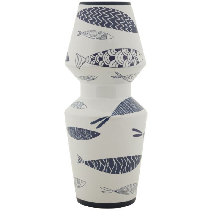 Mauro Ferretti ваза рыба двойная Ø 14x34 см бело-голубая