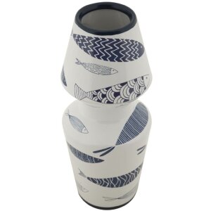 Mauro Ferretti ваза рыба двойная Ø 14x34 см бело-голубая