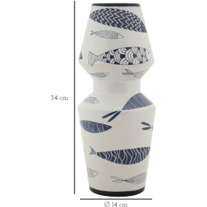 Mauro Ferretti ваза рыба двойная Ø 14x34 см бело-голубая