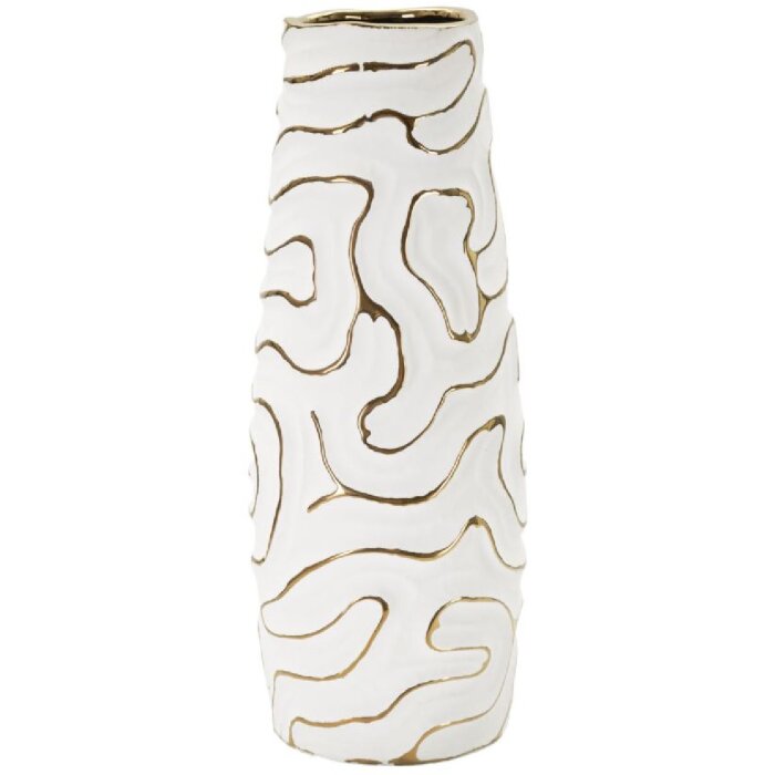 Mauro Ferretti Vase Lia Ø14,5x39,5 cm weiß gold