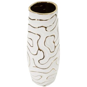 Mauro Ferretti Vase Lia Ø14,5x39,5 cm weiß gold