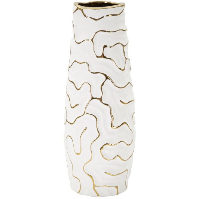 Mauro Ferretti Vase Lia Ø 12x29,5 cm weiß gold