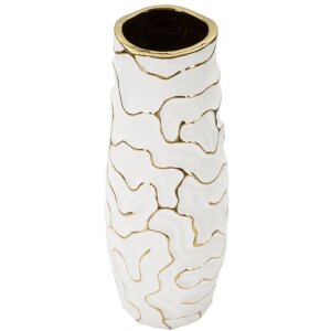 Mauro Ferretti Vase Lia Ø 12x29,5 cm weiß gold