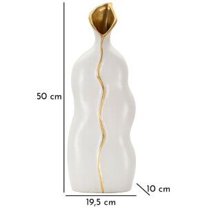 Mauro Ferretti Ваза Uma 19,5x10x50 см белое золото