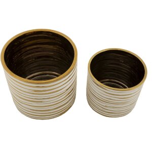 Mauro Ferretti Набор цветочных горшков Blom из 2 частей Ø 23x22 см и Ø 18x17,5 см белое золото