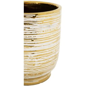 Mauro Ferretti Blumentopf-Set Melodie 2-teilig Ø 23x24 cm & Ø 17,5x19 cm weiß gold