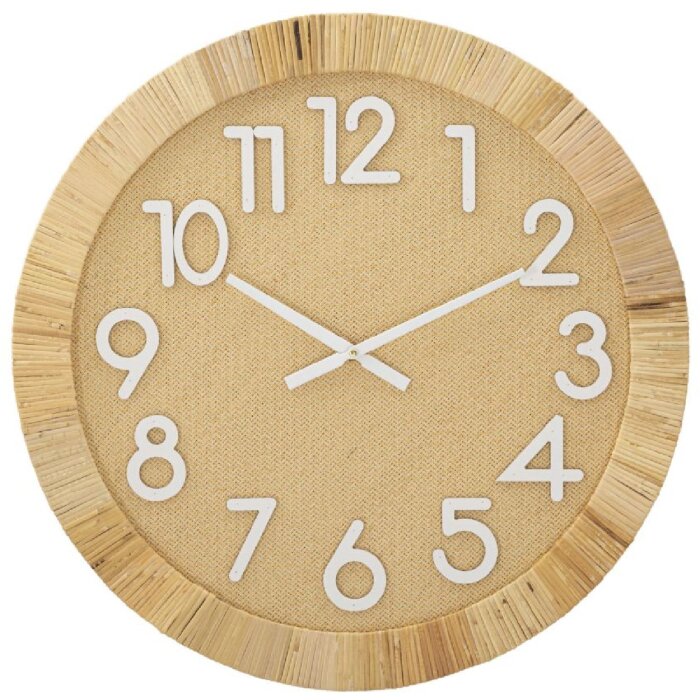 Mauro Ferretti Wanduhr Boho Plus Ø 60x4,5 cm naturfarben weiß