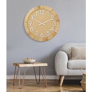 Mauro Ferretti Wanduhr Boho Plus Ø 60x4,5 cm naturfarben weiß