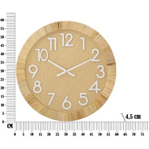 Mauro Ferretti Wanduhr Boho Plus Ø 60x4,5 cm naturfarben weiß