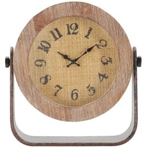 Mauro Ferretti Tischuhr Rund 23,5x7x24 cm braun