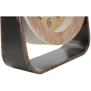 Mauro Ferretti Tischuhr Rund 23,5x7x24 cm braun