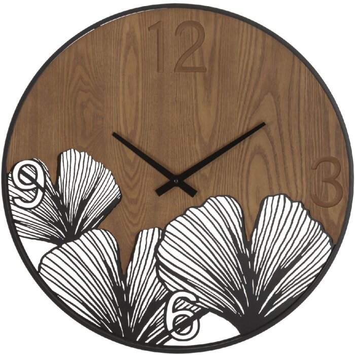 Mauro Ferretti Wanduhr Super Holzblatt Ø 60x2 cm braun schwarz