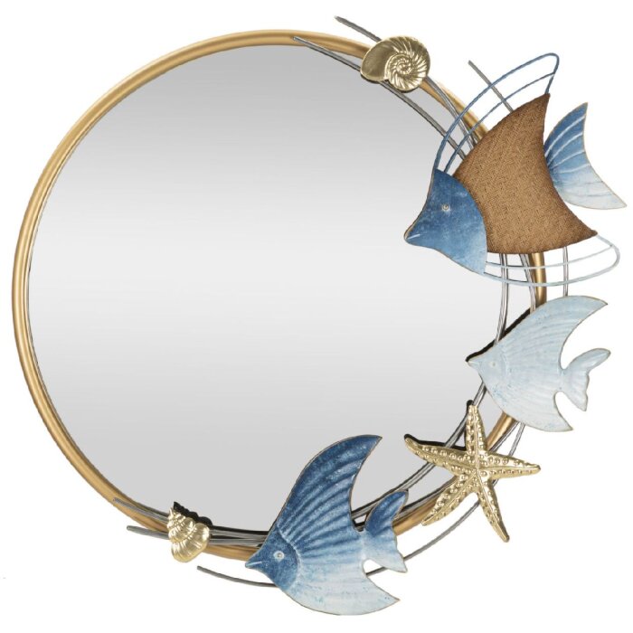 Mauro Ferretti Зеркало настенное морское 68x5x67 см сине-золотой цвет