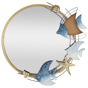 Mauro Ferretti Wandspiegel Marine 68x5x67 cm blau goldfarben