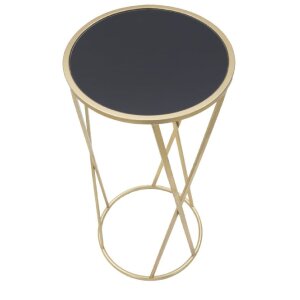 Mauro Ferretti Telefontisch Einfach Ø 35x75 cm schwarz gold