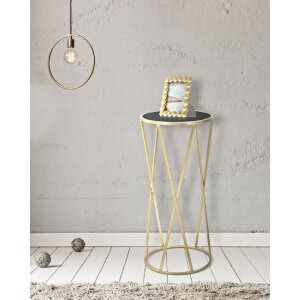 Mauro Ferretti Telefontisch Einfach Ø 35x75 cm schwarz gold