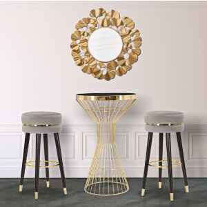 Mauro Ferretti Barhocker Paris Ø 35x74 cm grau schwarz gold