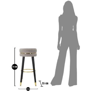 Mauro Ferretti Barhocker Paris Ø 35x74 cm grau schwarz gold