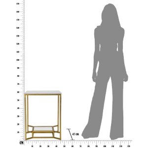 Mauro Ferretti Приставной столик Double Marble 47x47x60 см золотисто-белый