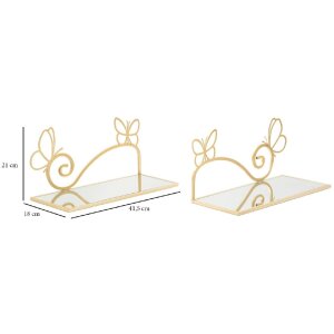 Mauro Ferretti настенный кронштейн Бабочка комплект из 2 частей 41,5x18x21 см золото